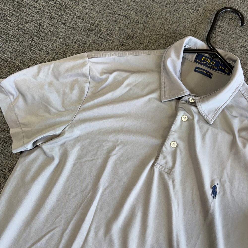 Polo Ralph Lauren Performance Polo Shirt Size M Grey Short Sleeve Golf Top